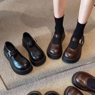 British Style One-pedal Small Leather Shoes Platform-soled Versatile Loafers Retro Mary Jane Single Shoes Women's 2025 Spring and Autumn New Models
