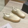 Leather White Shoes Women's Platform Heightening Board Shoes Sports and Leisure Women's Shoes Trendy Spring New Versatile