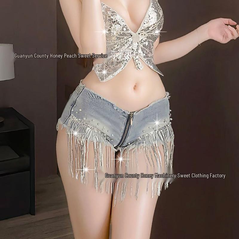 New Sexy Sequin Tassel Nightclub Denim Shorts