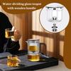 600-ml-Glas-Teekanne mit Teesieb für losen Tee, Wasserabscheidung durch Innenmagnet, Ein-Klick-Schalter, Holzgriff, für den täglichen Gebrauch