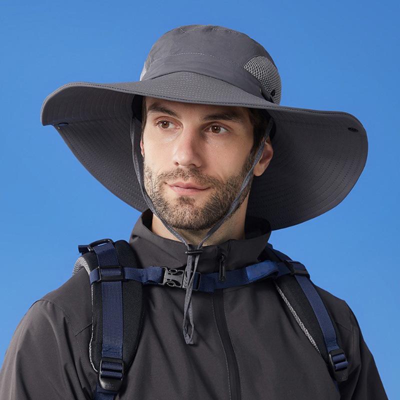 Summer Big Brim Breathable Sunscreen Fisherman Hat Men's Outdoor Mountaineering Fishing Hat Sunshade Hat