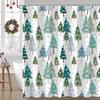 Christmas Tree Shower Curtain Winter Forest Pattern Snowflake Design Festive Decor Bath Accessories Waterproof Fabric150x210