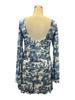 2025 Spring/Summer Women's Printed Flared Sleeve Backless Mesh Dress