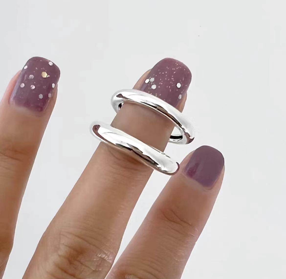 

VENTFILLE 925 Sterling Silver Rings New Fashion Party Jewelry Vintage Charm Double Layer Geometric Nail Design Accessories Gifts