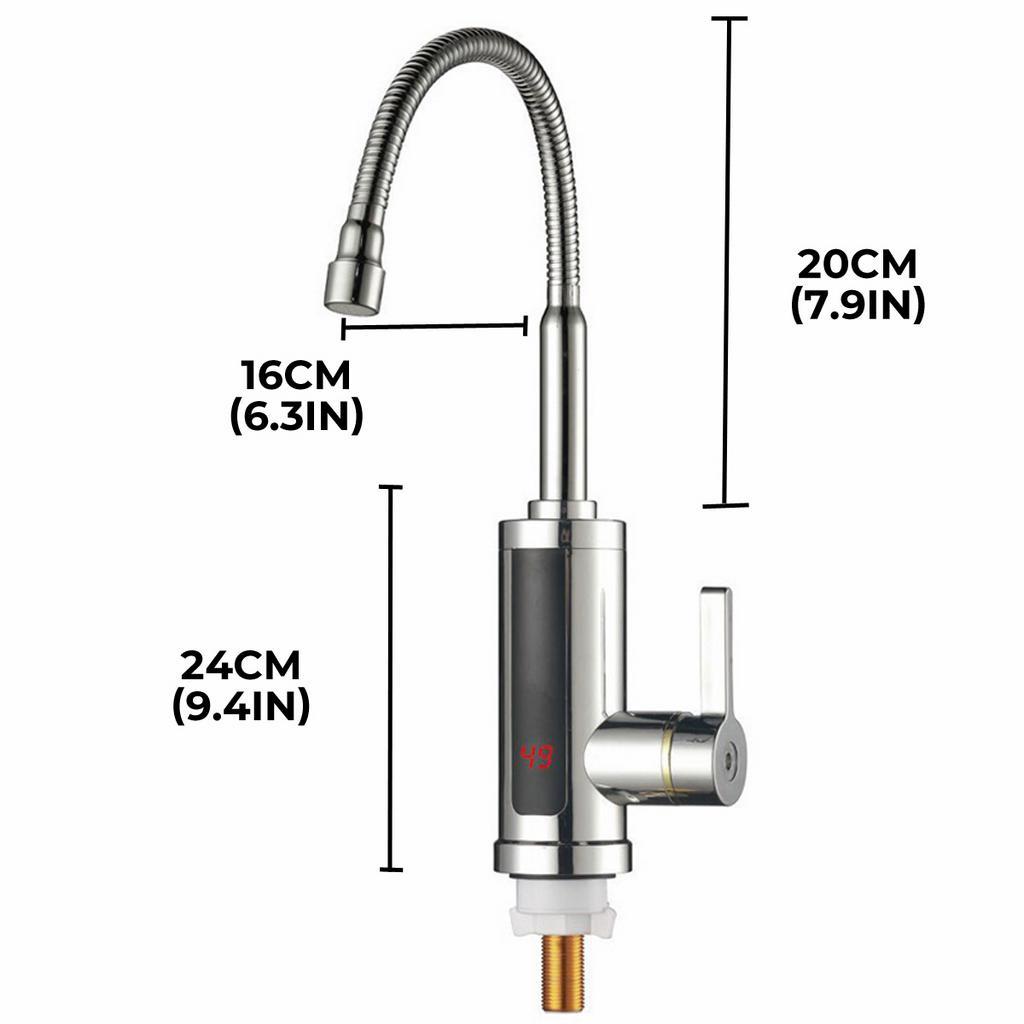 Electric Instant Heater Faucet Tap 360Rotation LED Digital Display Hot Water Kitchen Faucet Tankless Hot Cold Mixer Tap 3000W