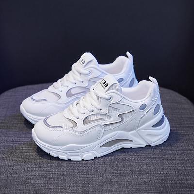 Casual Sporty Shoes Womens Spring Summer 2025 Fashionable Versatile Thick Sole Increased Height Lightweight Breathable White