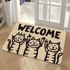 Fun cartoon cat pattern Flannel-printed floor mats has a non-slip function is suitable for entrances bathroom welcome carpets