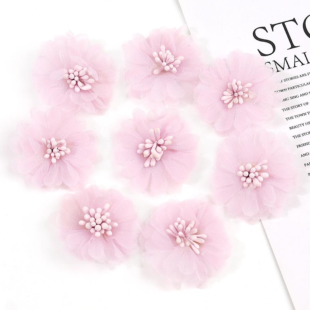 5/10Pcs Chiffon Yarn Artificial Flowers 4CM Fake Flowers for Home Room Decor Garden Wedding Decoration DIY Craft Gifts Accessory