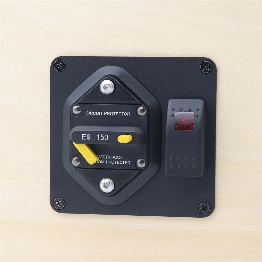 2-in-1 150A Circuit Breaker Panel + Red LED Switch ON OFF For RV Boat Car Truck