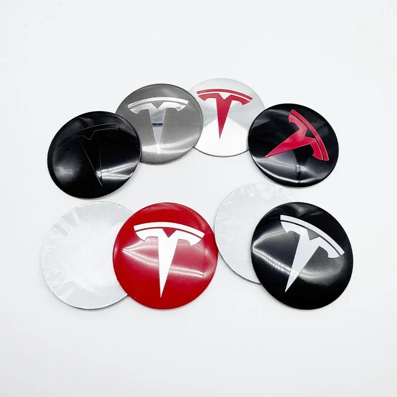 Car Sticker Tesla 4pcs 65mm Car Wheel Center Cap Badge Sticker for Tesla Model 3 Y S X Roadster P75D P85D P90D P100D Personaliza