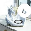 Jewelry Storage Dish with Dragon Design, White Plate for Earrings and Small Items On Desk, Shelf and Dresser Top for Home Display Use