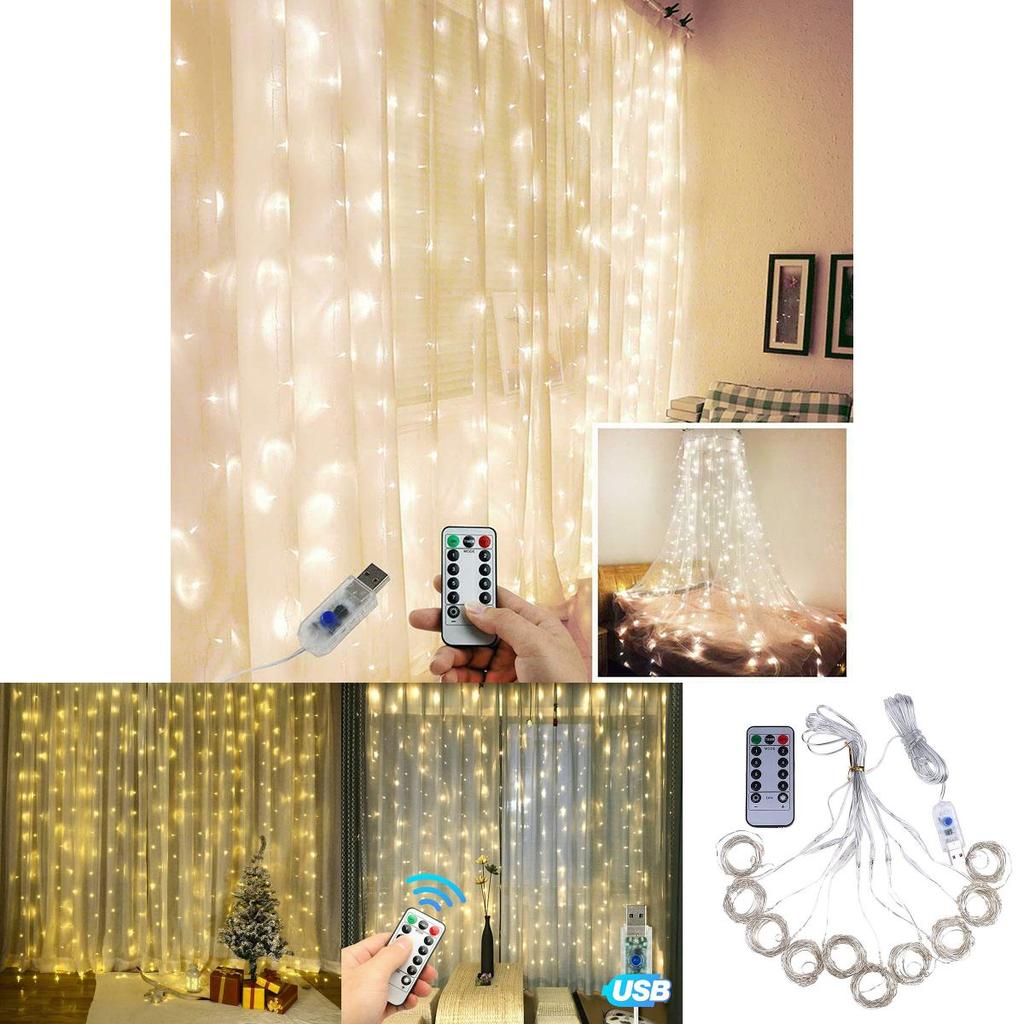 Magical 300 Led Curtain Fairy Hanging String Lights With 8 Glorious Lighting Modes
