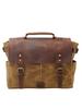 Vintage Oil Waxed Canvas with Crazy Horse Leather Briefcase European-American Men'S Bag Vintage Single Shoulder Crossbody Tote