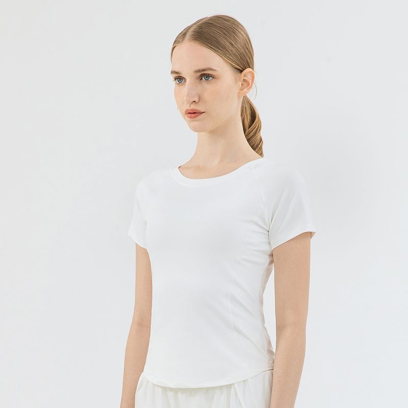 

Women s Short-Sleeved Back Mesh Outerwear Thin Yoga Clothes White S