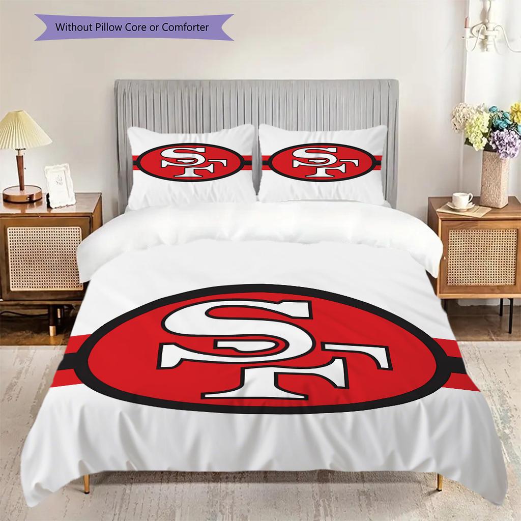 San Francisco 49ers Pattern Bedding Quilt Set Quilt Cover Pillowcase Home Decoration Birthday Gift (1 * duvet cover + 2 * pillowcase, without core)