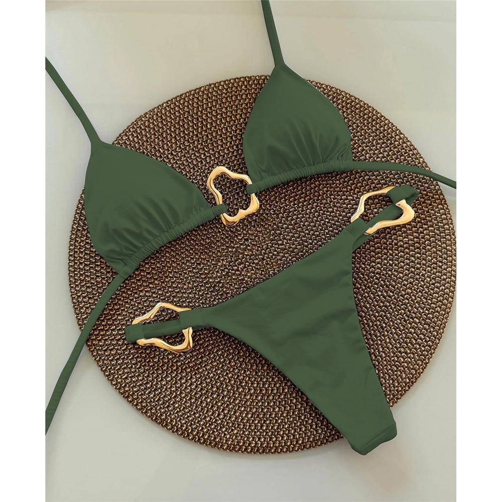 Sexig Halter Micro Bikini 2026 Dam Badkläder Enfärgad Badkläder Trosa Bikinis Set Brasiliansk Strandkläder Badkläder Biquini Kvinna