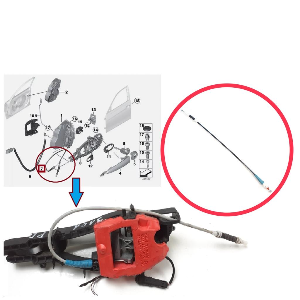 EDP1596 Front Exterior Door Handle Bowden Cable for BMW 3 Series F30 F31 F35 F80 M3 LCI 2012-2019 51217259828