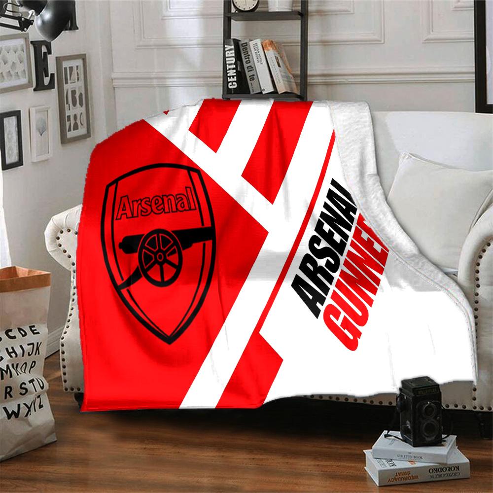 Coperta in Flanella con Stemma dell'Arsenal Football Club, Poliestere Morbido, Design Moderno, Per Tutte le Stagioni per Campeggio, Viaggi, Regali per Feste o Compleanni