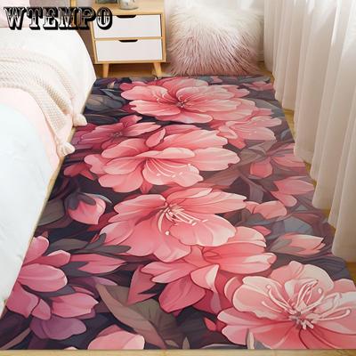 Pink Peony Beautiful Flower Decoration Carpet Bedroom Living Room Balcony Bathroom Restaurant Kitchen Floor Mat Rugs