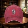 Skull Rose Tattoo Print Baseball Cap Washed Denim Casual Adjustable Hat