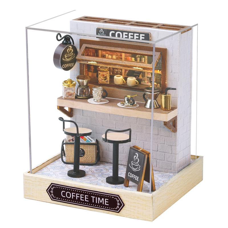 Miniature Doll Houses DIY Small House Kit 3D Wooden Craft Room Toy Set for Kids Home Decoration and Creative Assembly