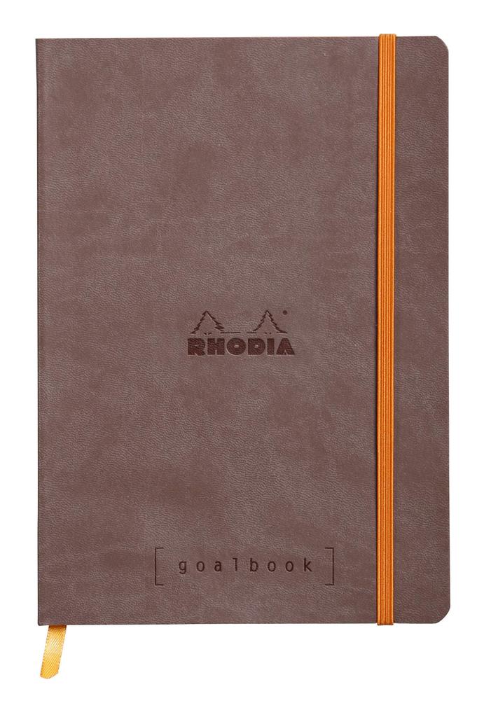 Rhodia Rhodiarama Goal A5 240 dot pen Italian synthetic leather PEFC Chocolate CF117743 Book, size, pages, grid, holder, cover, certified, color,