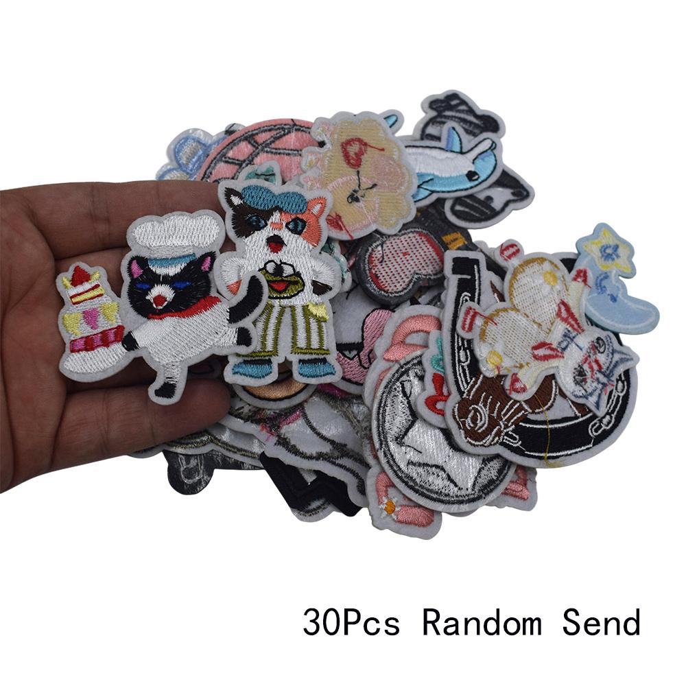 30Pcs Patch Random Style Embroidery Iron On Patches For Clothing Ironing Sew On Sticker Repair
