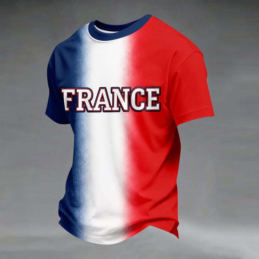 Men's Casual Top with France Soccer Graphic Print for Everyday Wear