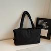 Simple Cotton Shoulder Bag Large Capacity Winter Pleated Tote Bag Textured Shopping Bag Women Handbag