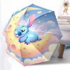 1pc Sturdy 8-Bone Auto Umbrella, Stitch Galaxy Pastel Floral Blue Umbrella, Digital Printed, Foldable Umbrella for On-the-Go Outdoor Use
