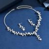 Vintage European & American Bridal Flower Rhinestone Wedding Jewelry Set: Necklace & Earrings