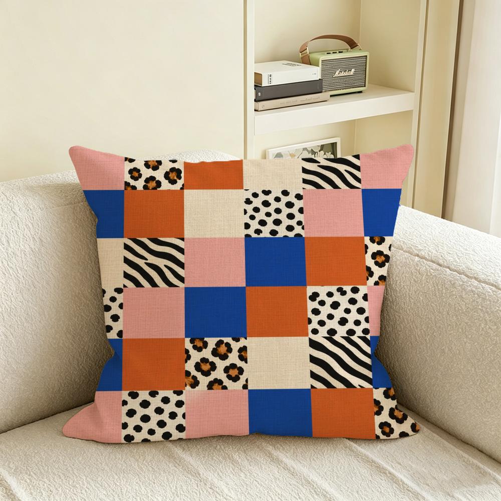 Pattern Animal Print Cushion Cover Natural Linen Pillowcase Set AllinOne Decor for Sofa Bedroom Chair