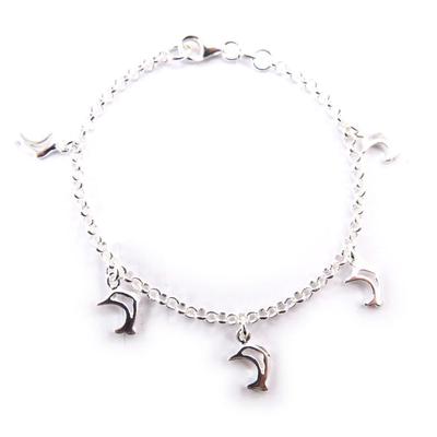 [E9595] - Silver Bracelet 'Dolphins'