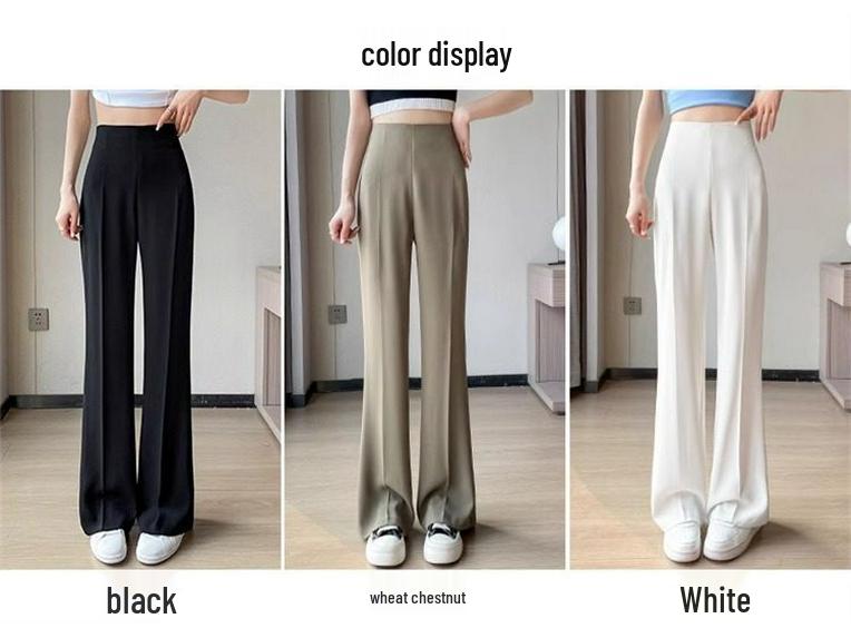 High Waist Micro Flare Wide Leg Pants for Women - Summer 2025 Slimming Draped Style