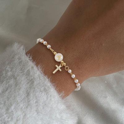Elegante Bracciale di Perle d'Acqua Dolce con 26 Lettere - Perfetto per Anniversari alla Moda