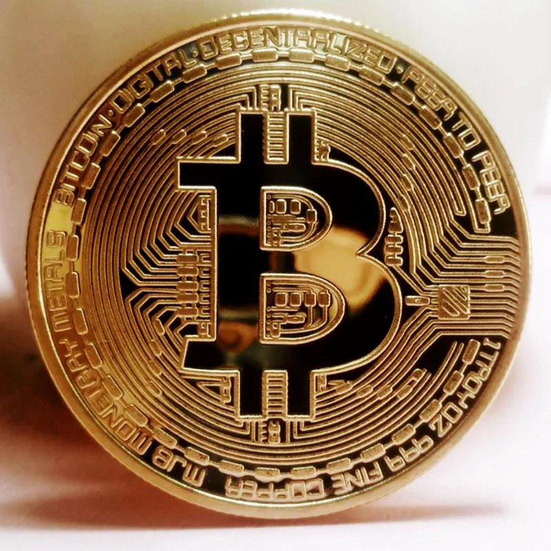 BITCoin Art Collection Gold Plated Physical Bitcoins BTC with Case Gift Physical Metal Antique Imitation Silver Coins