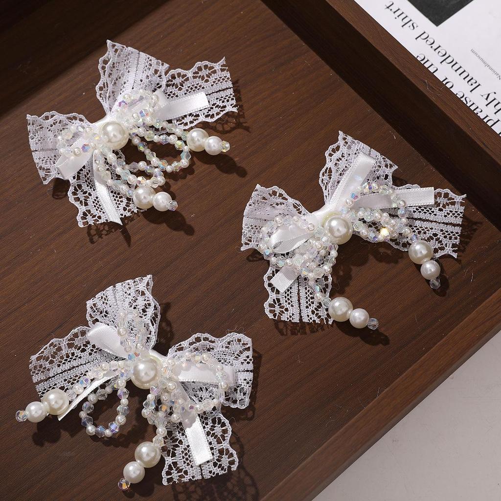 Lolita Lace Bow Pearl Hair & Clothing Accessories Set