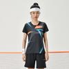 Li Ning Badminton Series Striped Geometric Pattern Crew Neck Straight Cut Short Sleeve T-Shirt Men Tops Black AAYU137-1