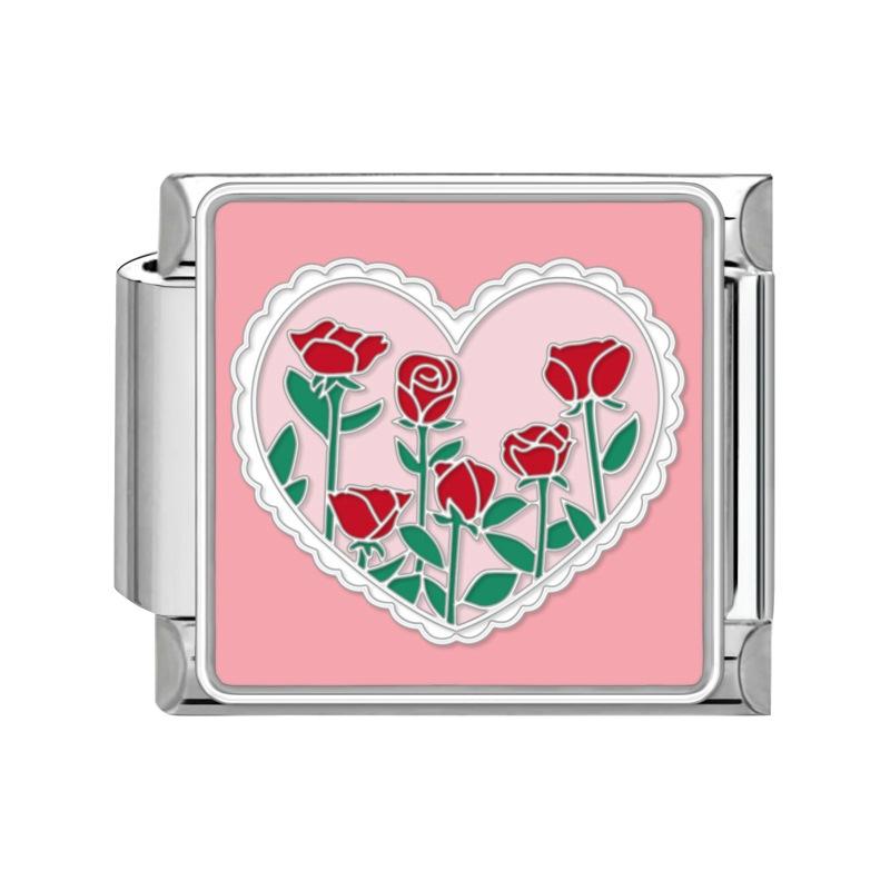New Stainless Steel Italian Modular Charm Bracelet Diy Interchangeable Flower Pattern Charms Fashion Jewelry Women Daily Wear
