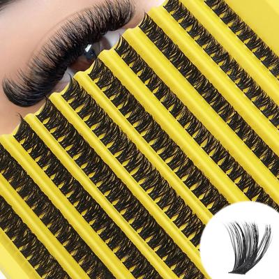 8-16mm Gemischte Größe D-Locken Design 80D Russian Curl Falsche Wimpern, Natürliche Weiche Flauschige Cluster Fake Wimpern, Zarte Rauchige Effekt DIY Wimpern