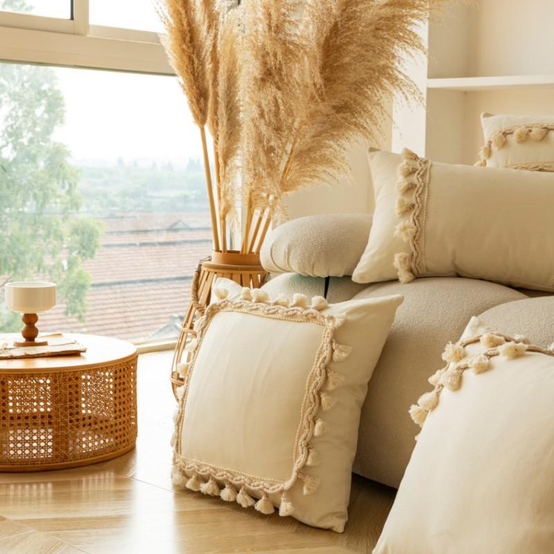 Moroccan Style Lace Ball Tassels Decorative Throw Pillow Case 45x45cm Moden Home Living Room Sofa Bed Decor Cushion Cover