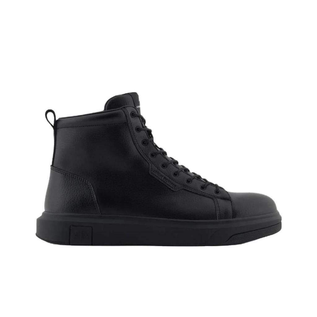 Armani Exchange High-Top Fashion Sneakers With Round Toe In Solid Color Men Sneakers Black XM001963AF19402UC001