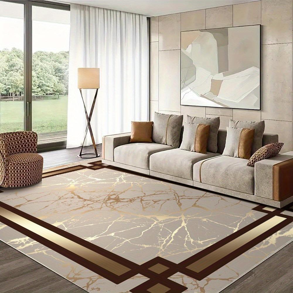 Schwarz-Gold Geometrischer Teppich, Moderner Art-Déco-Stil Rutschfester Wohnzimmerteppich Teppiche für Schlafzimmer Teppiche für Wohnzimmer