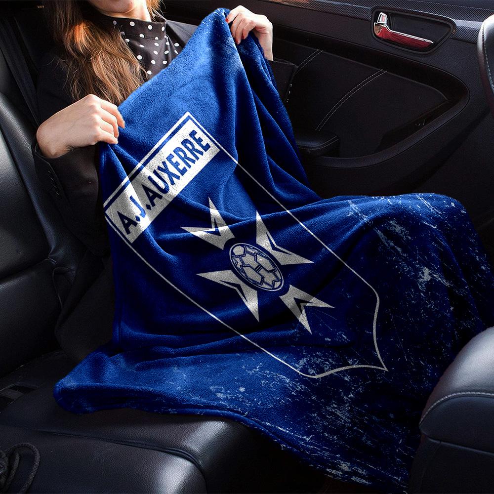 Aj Auxerre Football Club Flannel Blanket, Soft Polyester, Modern Design, All-Season for Camping, Travel, Gifts for holidays or birthdays