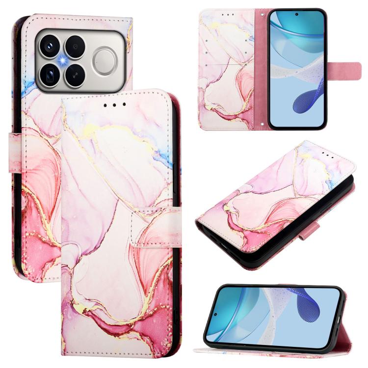 PT003 Marble Pattern Flip PU Leather Phone Case For Xiaomi Poco M8 Power 5G, Wallet Card Slot Kickstand Protective Cover