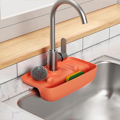 Silicone Kitchen Faucet Mat Sink Splash Pad Drain Pad Bathroom Countertop Protector Shampoo Soap Dispenser Quick Dry Tray KTY