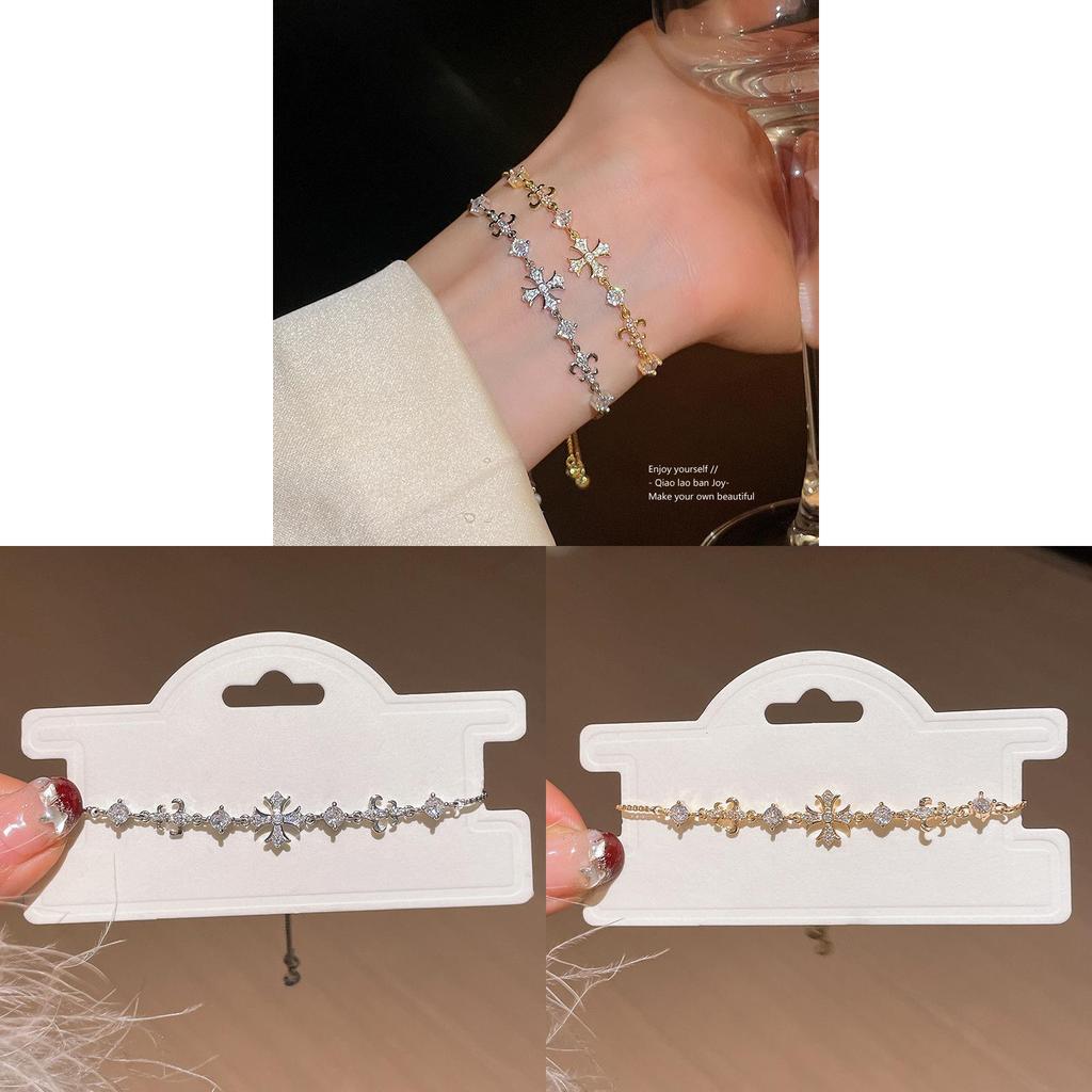 Iris Blume Zirkon Kreuz Verstellbares Armband Für Frauen Modeschmuck Geschenk Für Sie
