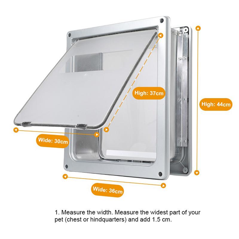 Aluminum Alloy Pet Door Flap Magnetic Suitable Walls Thick 11-22CM Dog Door Free Entry Exit Two Way Cat Doors Safety Double Lid