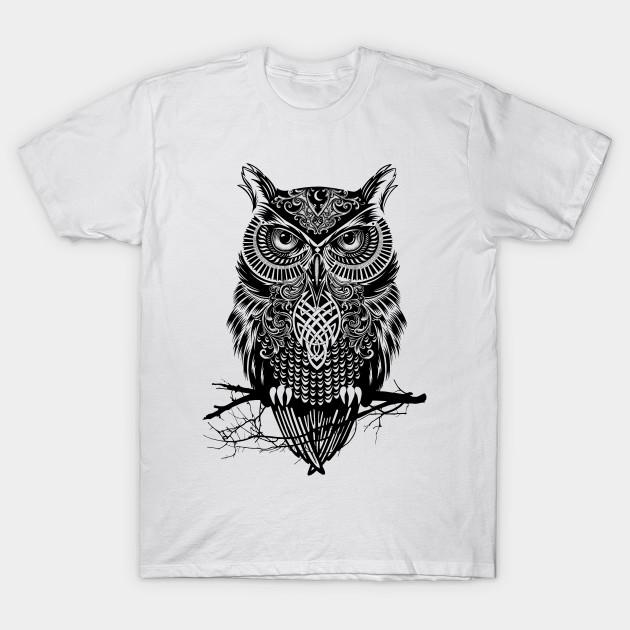 Men Black Print T-shirt Warrior Owl No-Cut Transfer Paper Print Cotton Tshirt S белый