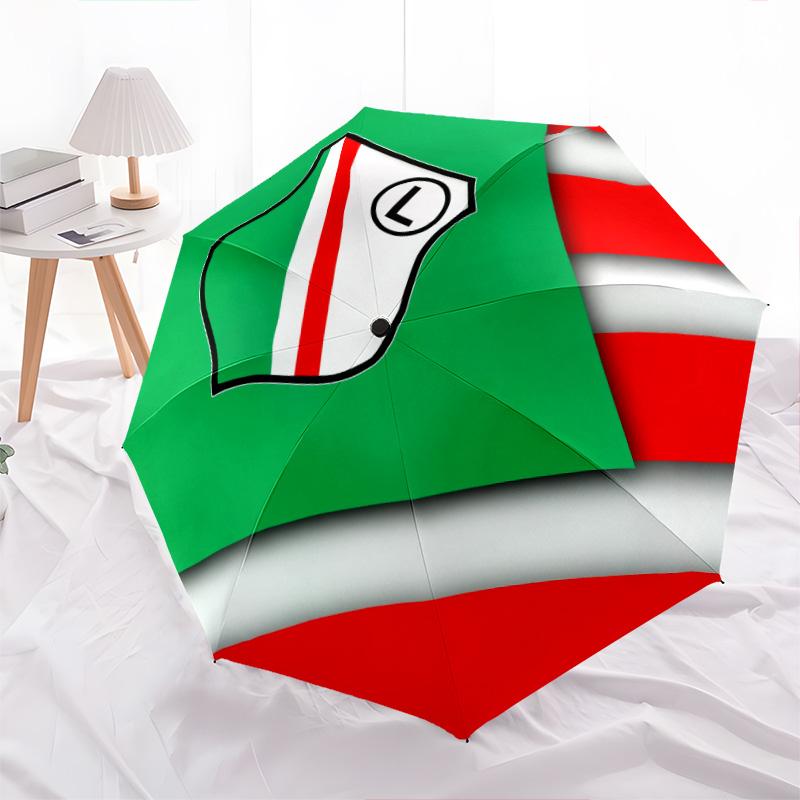 Modello Legia Varsavia, ombrello pieghevole automatico, design portatile e pieghevole, 8 stecche, un regalo di Natale o di compleanno.